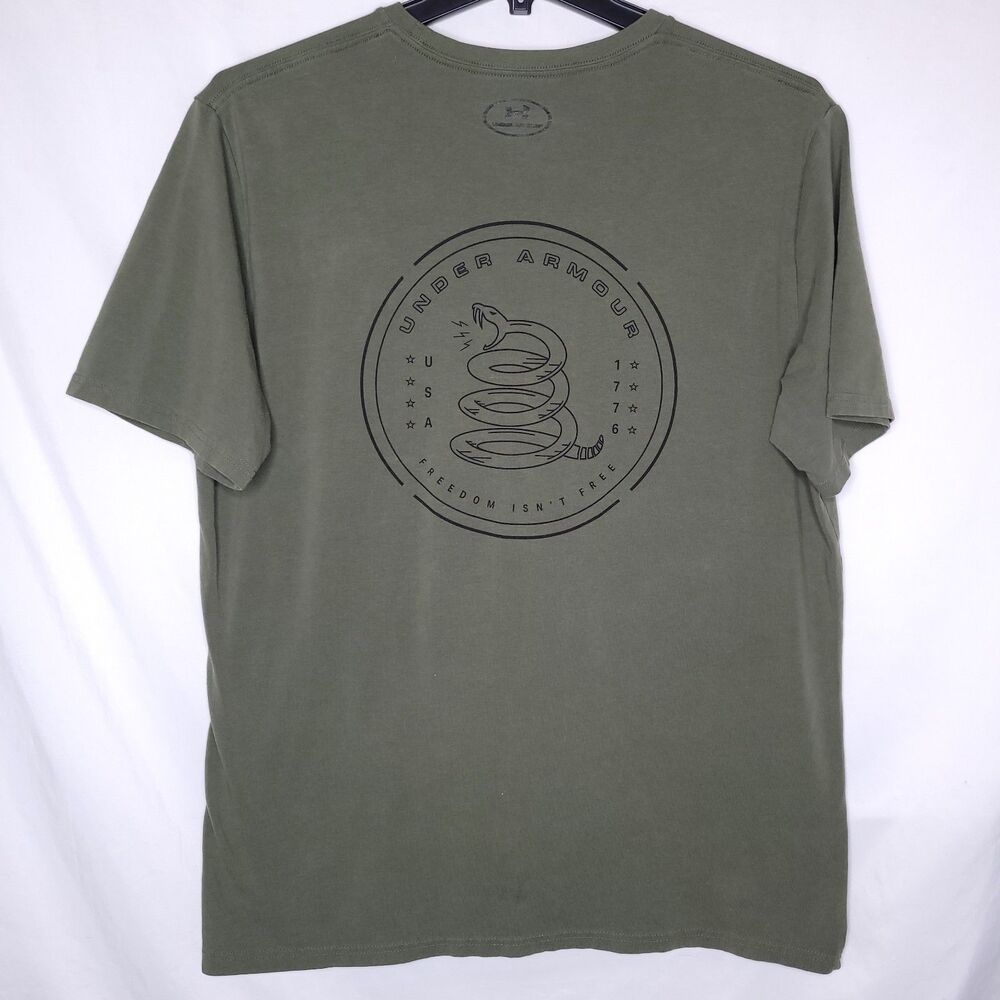 Under Armour Freedom T Shirt Mens XL Green Loose Dont Tread On Me USA